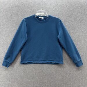 Kettlewell Sweatshirt Women Small Blue Cotton Crewneck Long Sleeve Crop Pullover